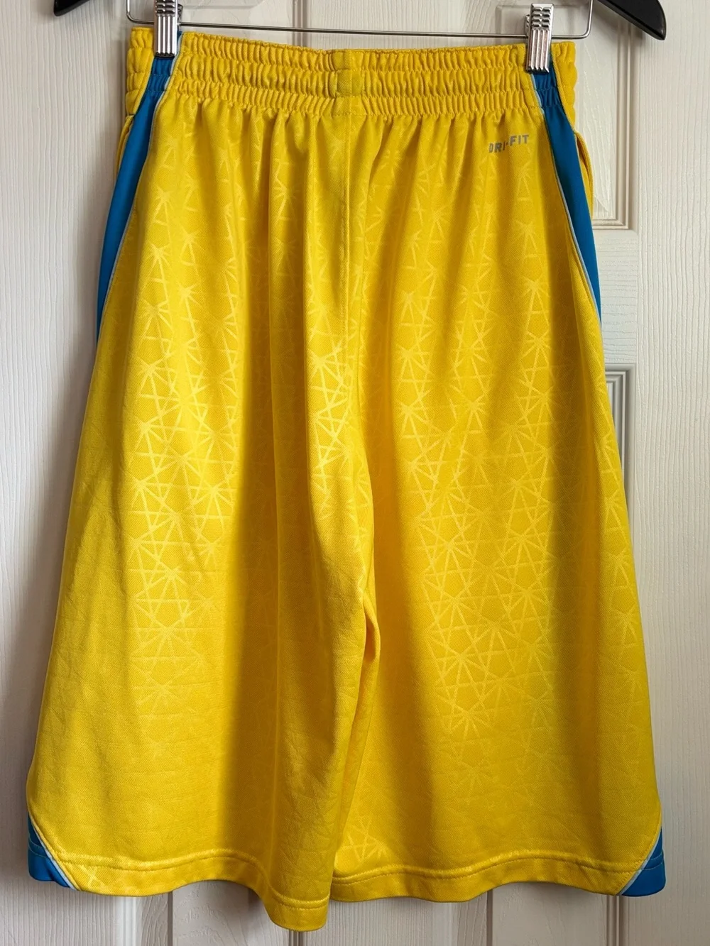 Nike Men’s KD Yellow Athletic Shorts with Blue Accents